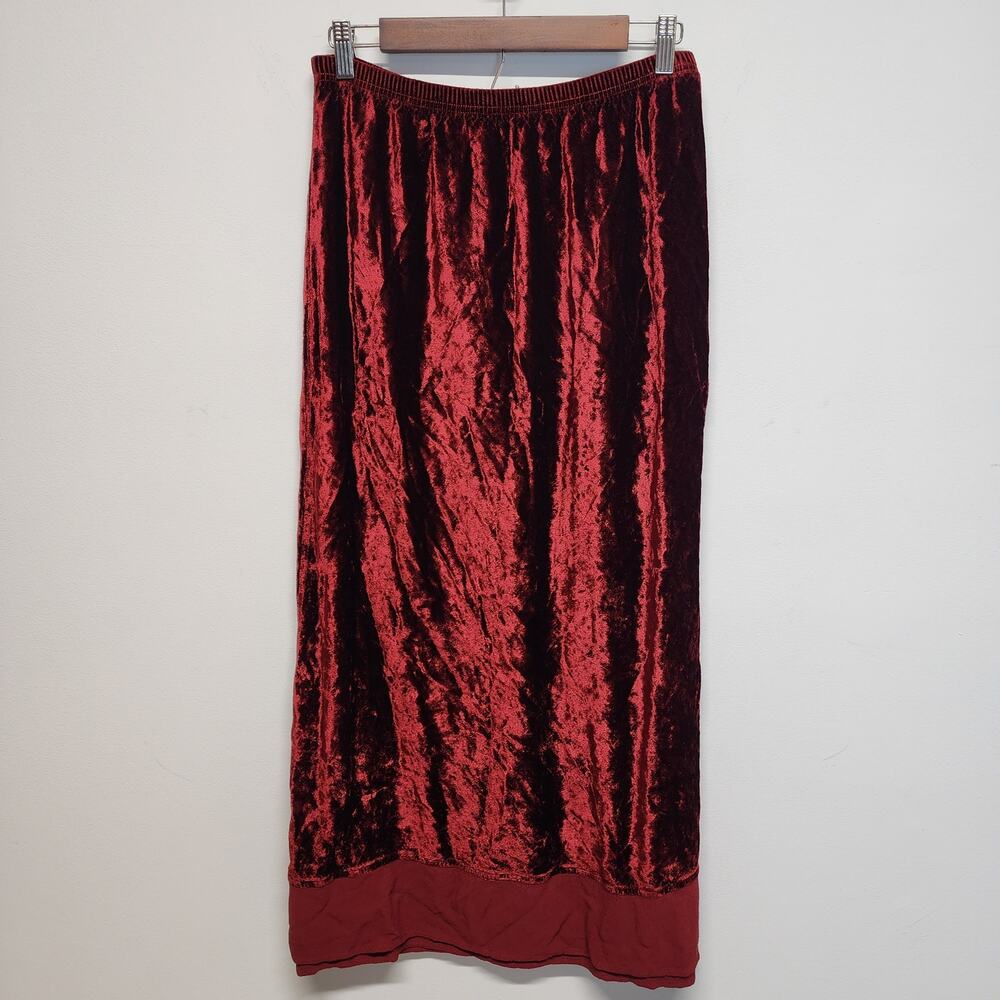 Vintage Russ Berens Velvet Maxi Skirt Size M Cherry Red Pull On Whimsigoth Indie